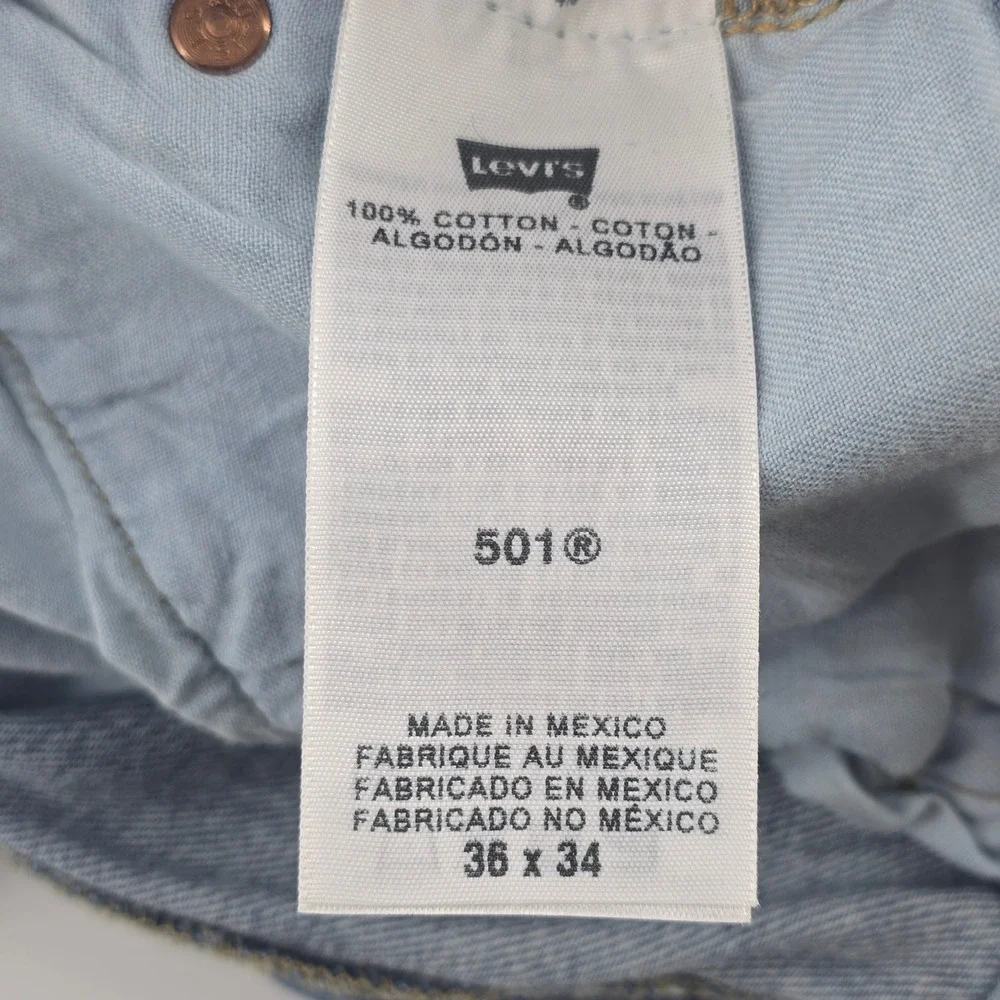 Levi's 501 Original Fit Jeans Men 36x34 Blue Straight Leg Button Fly 005010193
